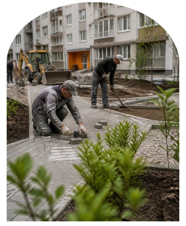Благоустройство двора многоквартирного дома в Калининграде
